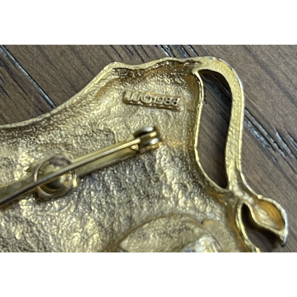 Vintage JJ1988 Cow Brooch Pin Signed Gold Tone FFA 4H Farm Ranch Estate Jewelry - Picture 3 of 5
